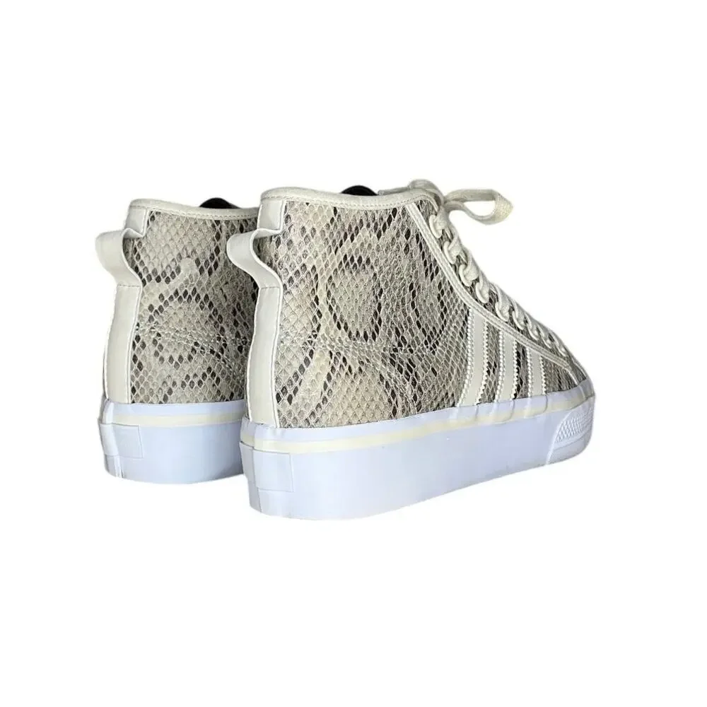 Size 9.5 - adidas Nizza Platform Mid Python W Sneakers Shoes Brown White